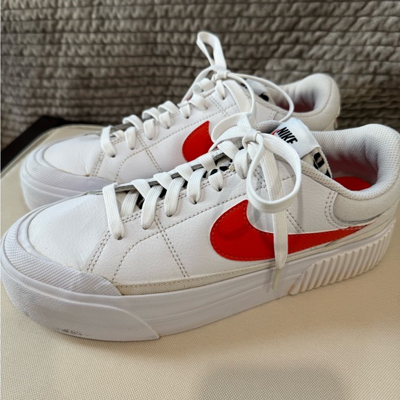 Nike Women's Court Legacy Lift White and Orange Leopard Platform Sneakers size 8 - Picture 2 of 14